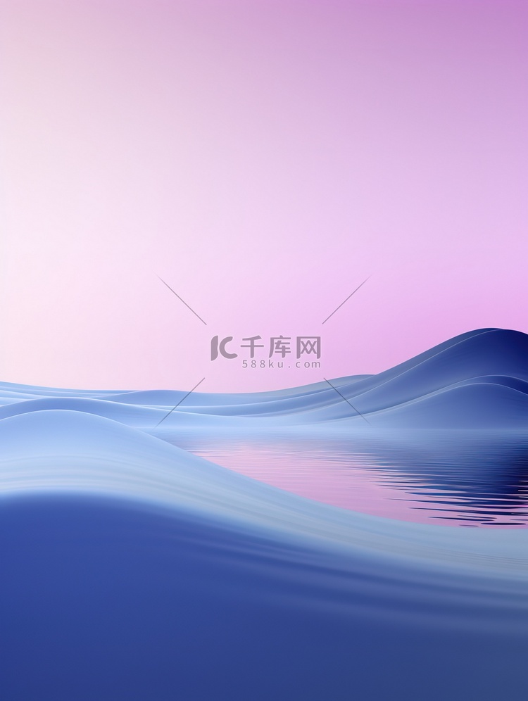 紫色抽象山丘沙漠湖泊1插画插画海报