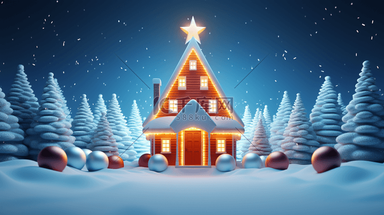 冬季圣诞节雪景装饰插画41插画素材