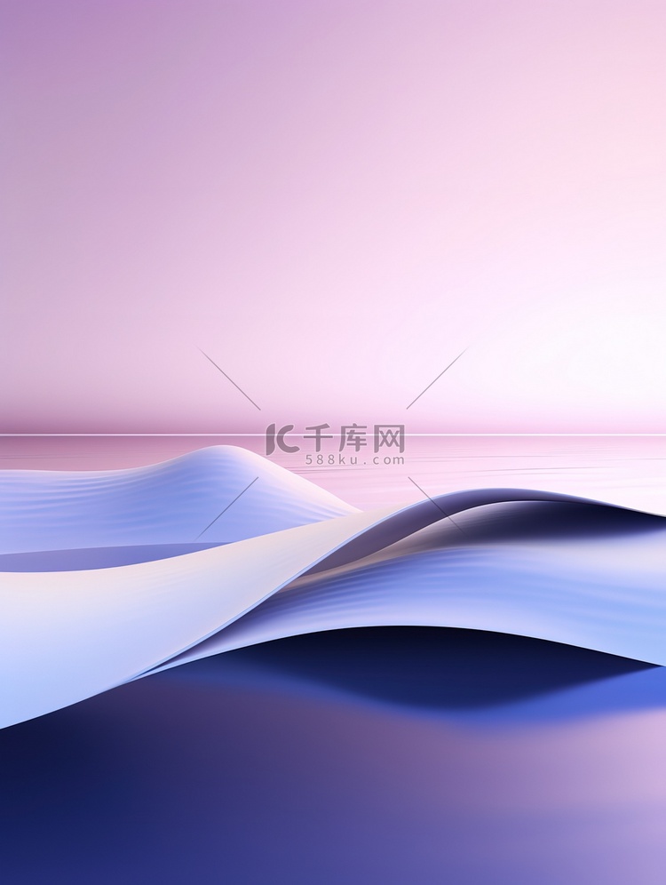 紫色抽象山丘沙漠湖泊5插画插图