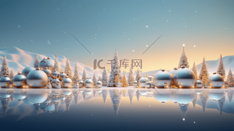 冬季圣诞节雪景装饰插画21素材