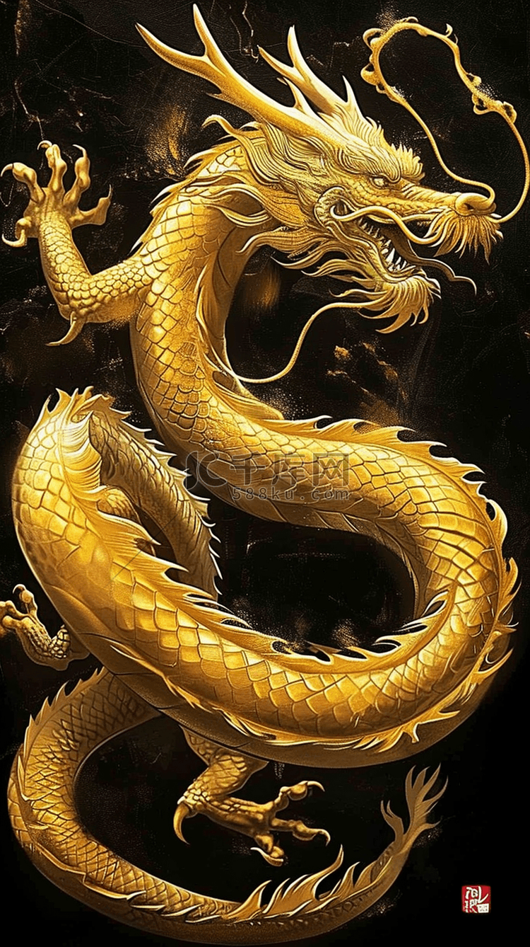 中国龙点法龙元素插画素材