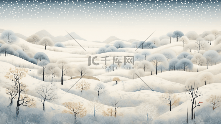 山野田间雪景插画24