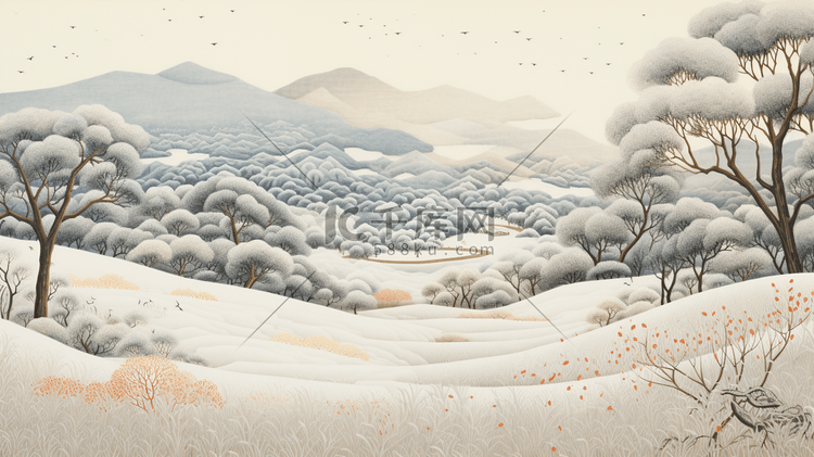 山野田间雪景插画21