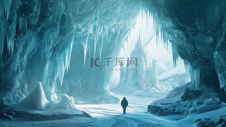 雄伟的冰川冰冻景观插画设计