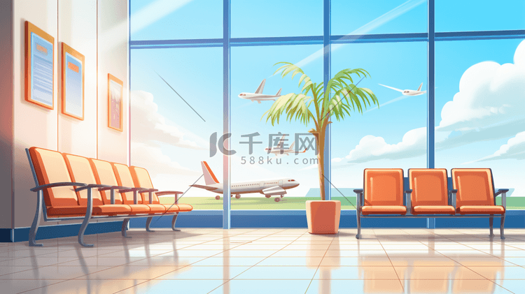 飞机场候机厅插画10