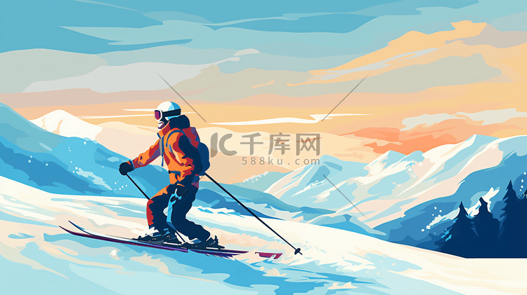 滑雪运动人像冬季