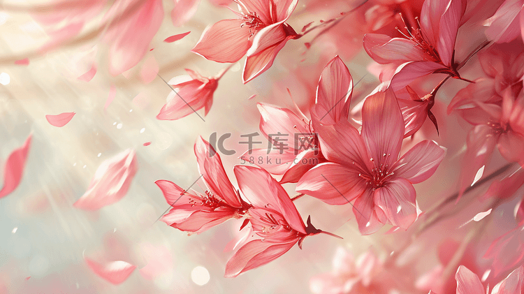 粉色彩色手绘水彩花朵唯美文艺插画21