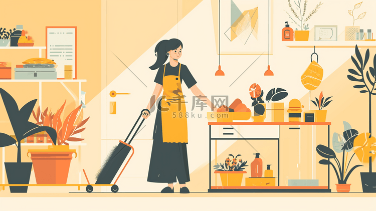 打扫厨房的人物插画19