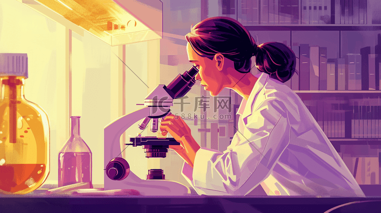 实验室科研人员显微镜做实验的插画12