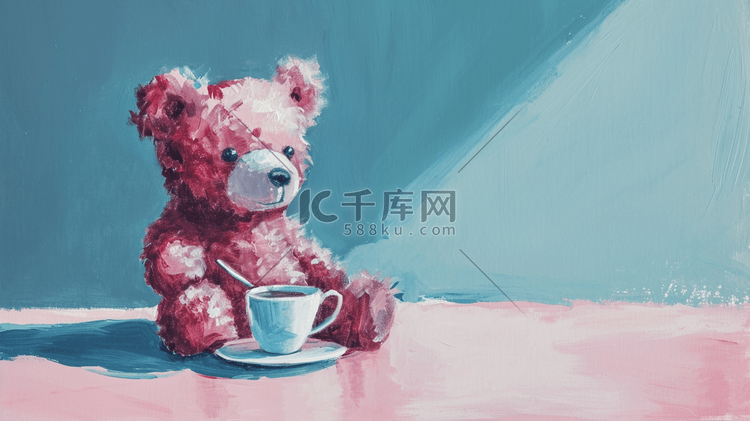 手绘水彩墙面空间小熊插画15