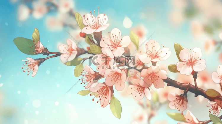 春天万花绽放美丽花朵的插画16