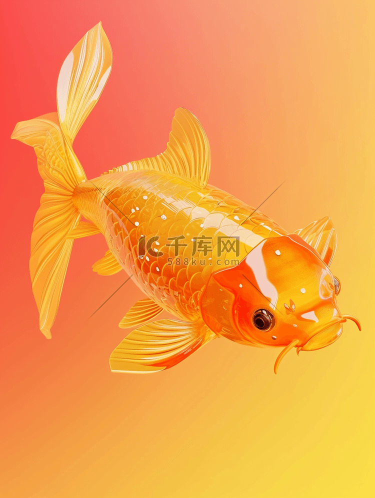 金色琉璃金鱼锦鲤闪耀的插画16