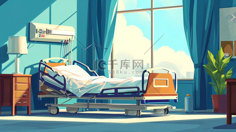 医院里的空病床病房插图