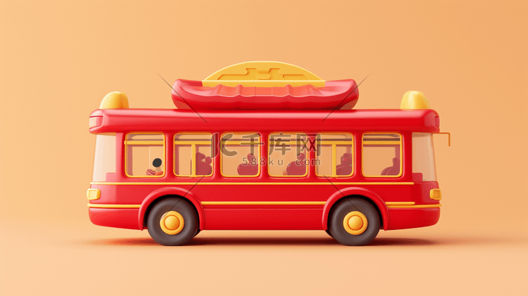 红色简约儿童小汽车的玩具背景图1矢量插画