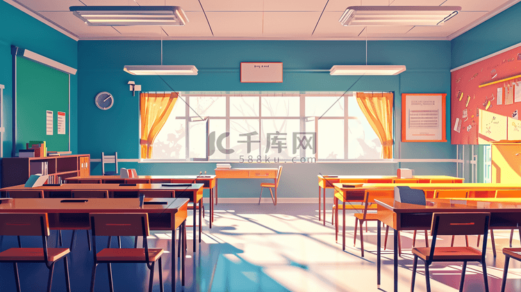 彩色简约学校教室明亮课堂的背景图7图片