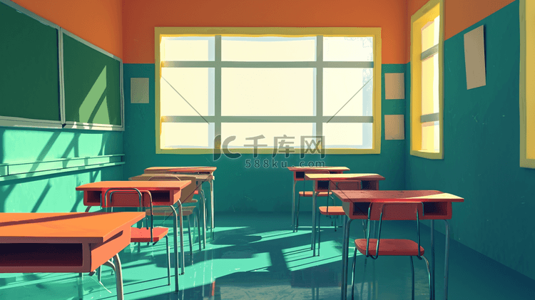 彩色简约学校教室明亮课堂的背景图10插画