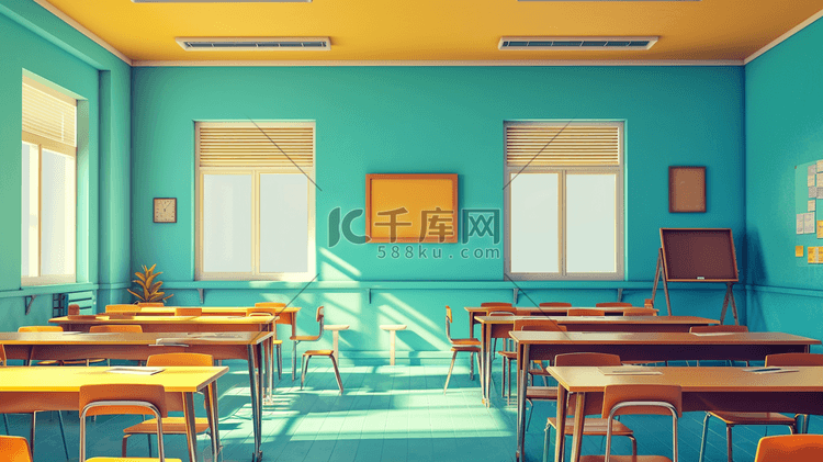 彩色简约学校教室明亮课堂的背景图9插画