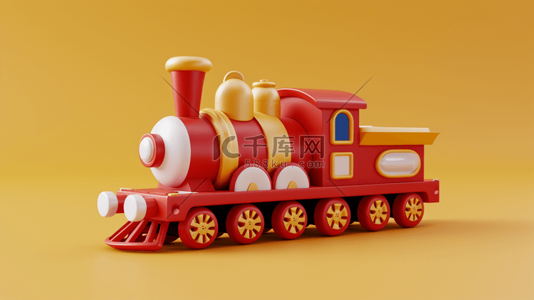 红色卡通儿童玩具小火车的背景14原创插画