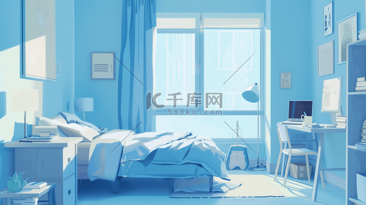 简约温馨手绘卧室的插画8