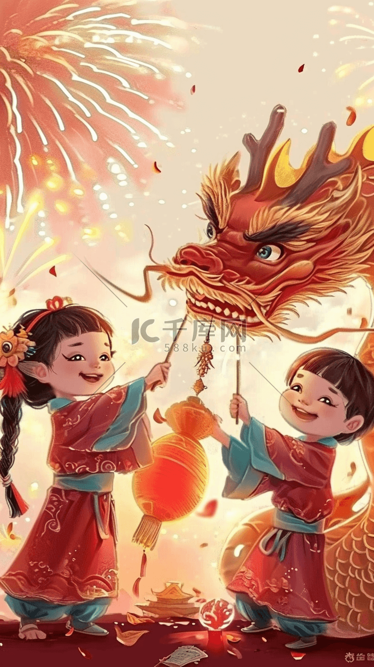 中国龙要津龙元素插画素材