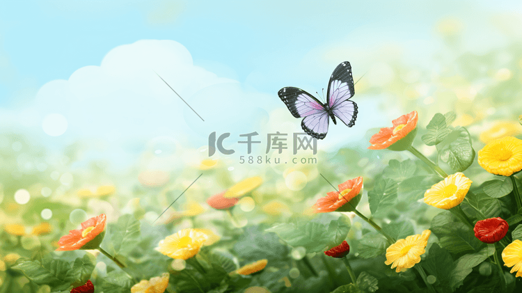 花间飞舞的蝴蝶插画7