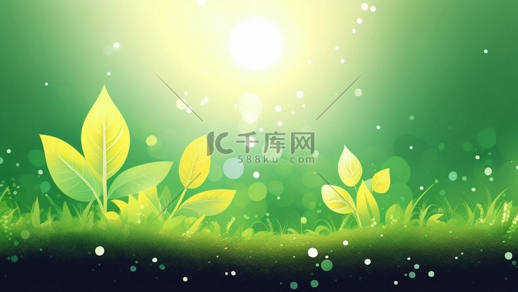 春天春分绿色植物发芽创意光晕效图片