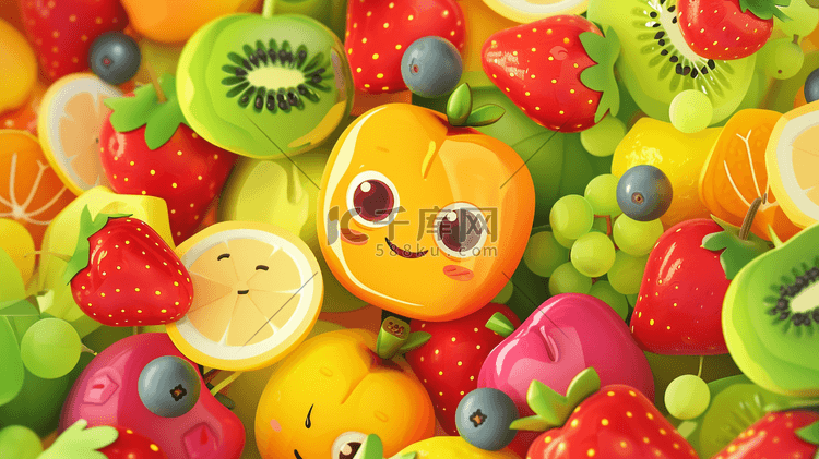 卡通彩色五颜六色水果的插画1