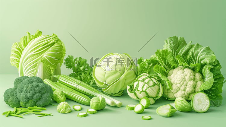 绿色简约平面蔬菜的插画2