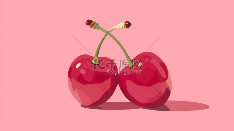 红色樱桃手绘插画1511