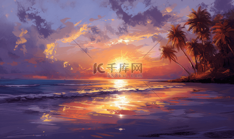 夕阳下的海滩