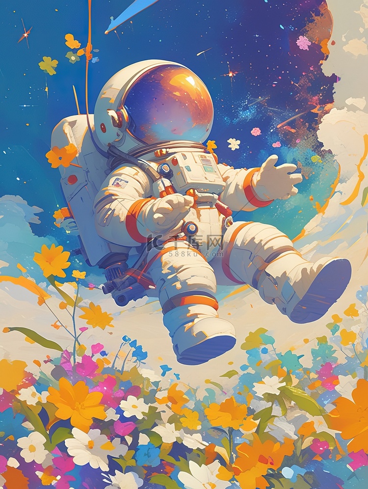 探索宇宙的可爱太空人插画图片