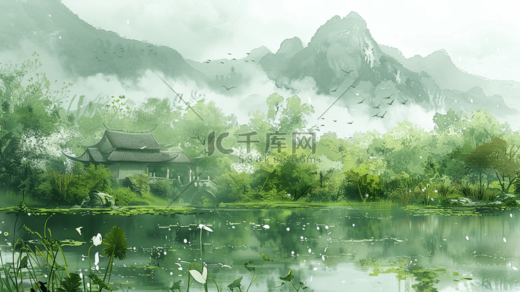 中国风山水风景插画5