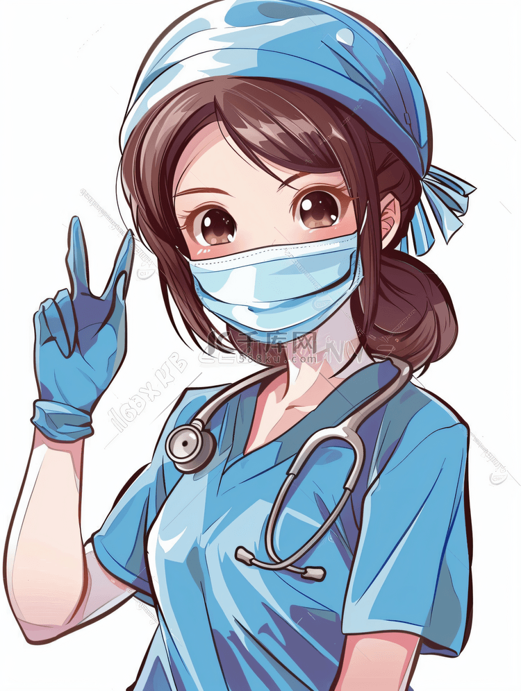 女性护士戴口罩ok手势