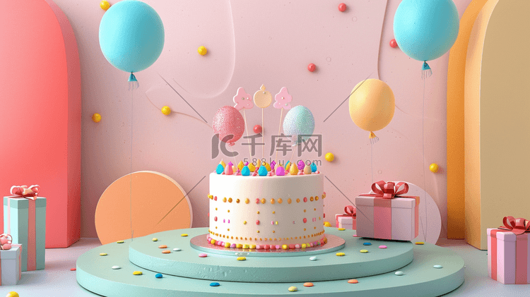 唯美生日蛋糕气球惊喜礼物的插画10