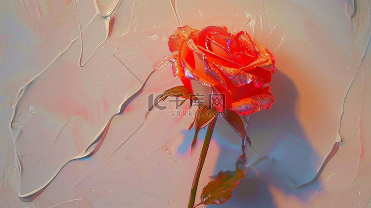 玫瑰花质感七彩浪漫特写立体合成创意插画