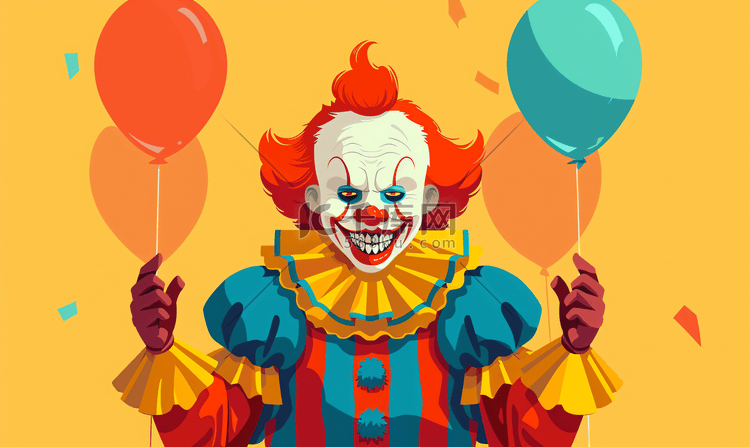 拿着气球的小丑插画14