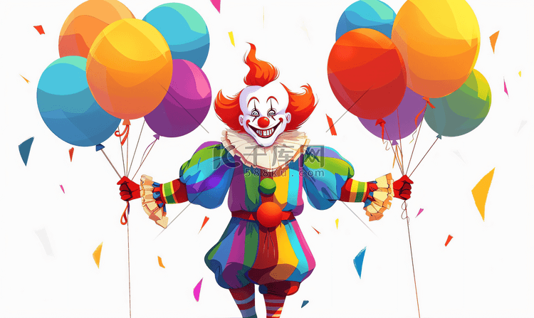 拿着气球的小丑插画17