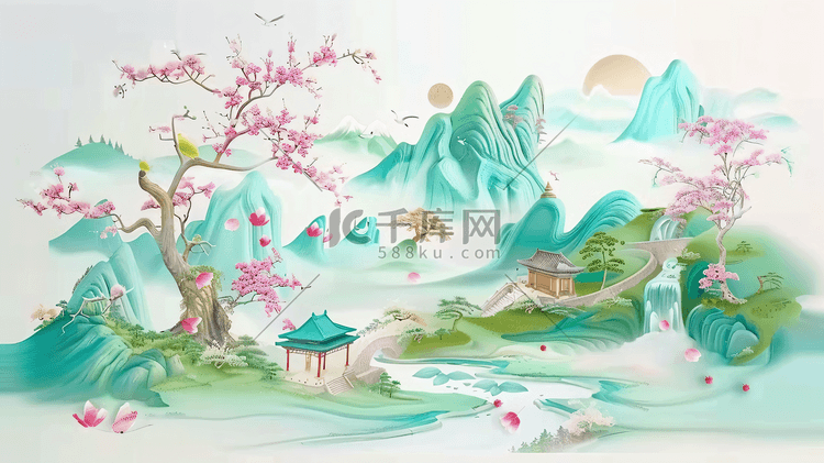 中国画画风插画图片