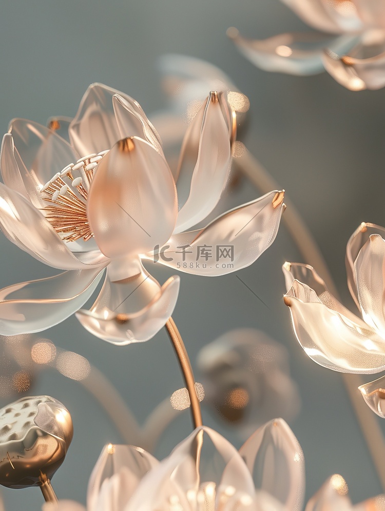 半透明莲花的3D图片