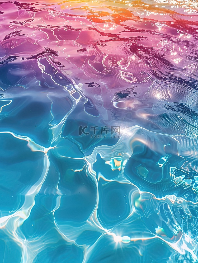 彩虹游泳池水的质感插画设计