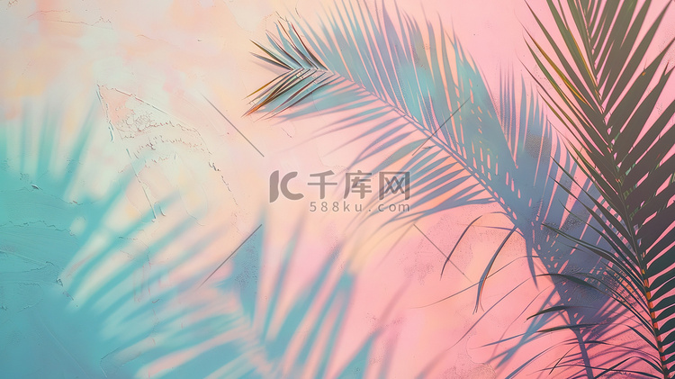 柔和水彩棕榈树光影插画素材