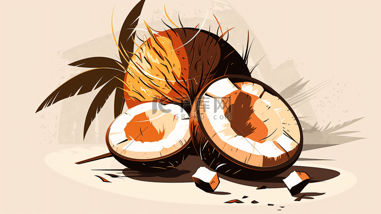 椰树椰子平面插画12