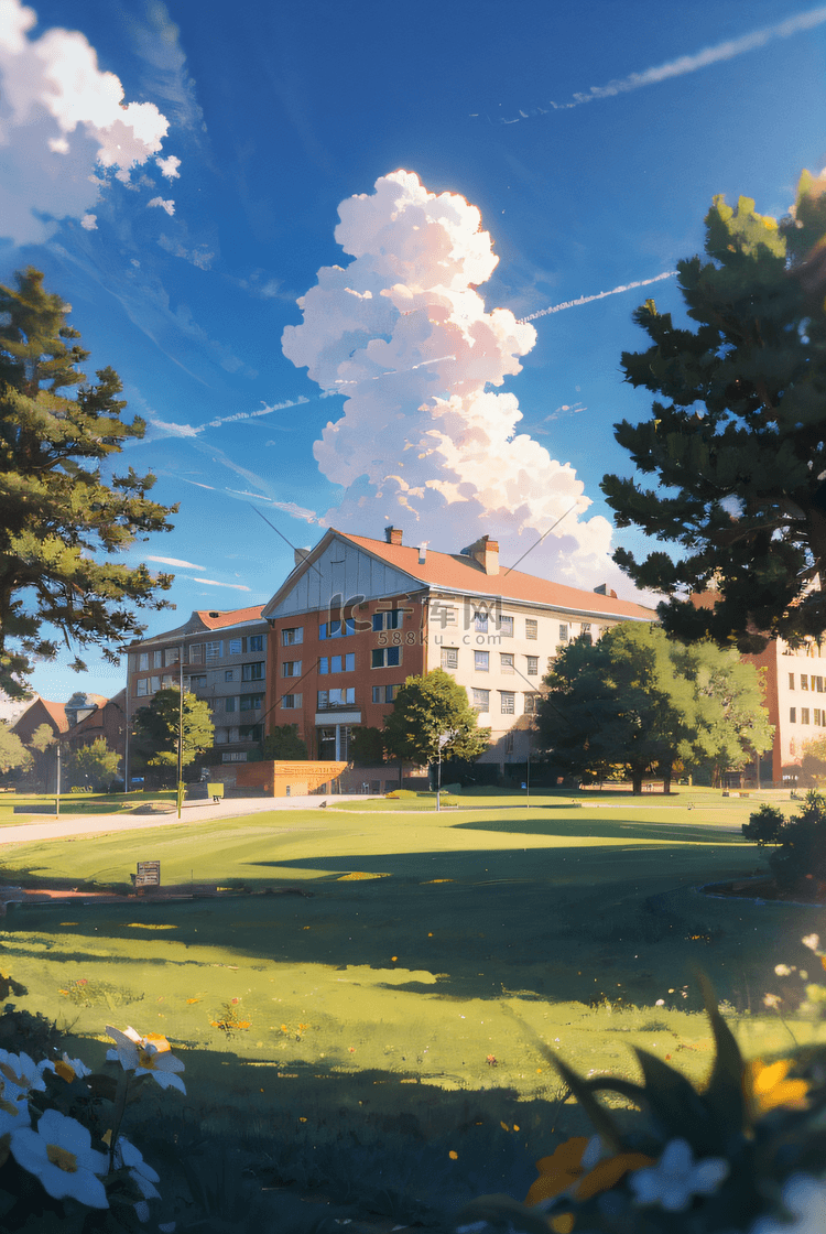 美丽的校园卡通插画7