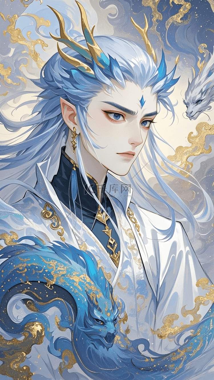 敖丙龙王三太子唯美壁纸背景插图