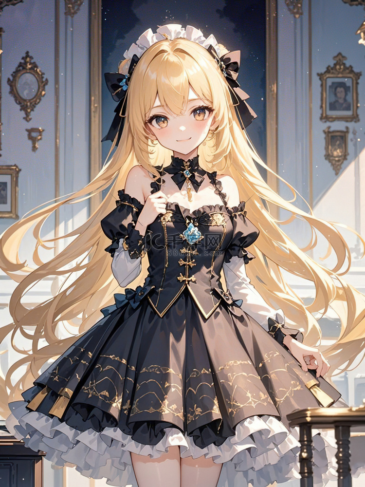 长发公主二次元动漫画风头像插画