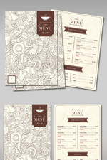 高档手绘风格西餐厅菜单设计模板