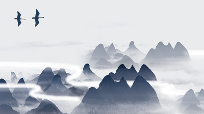 水墨画风景青花瓷中国风背景视频
