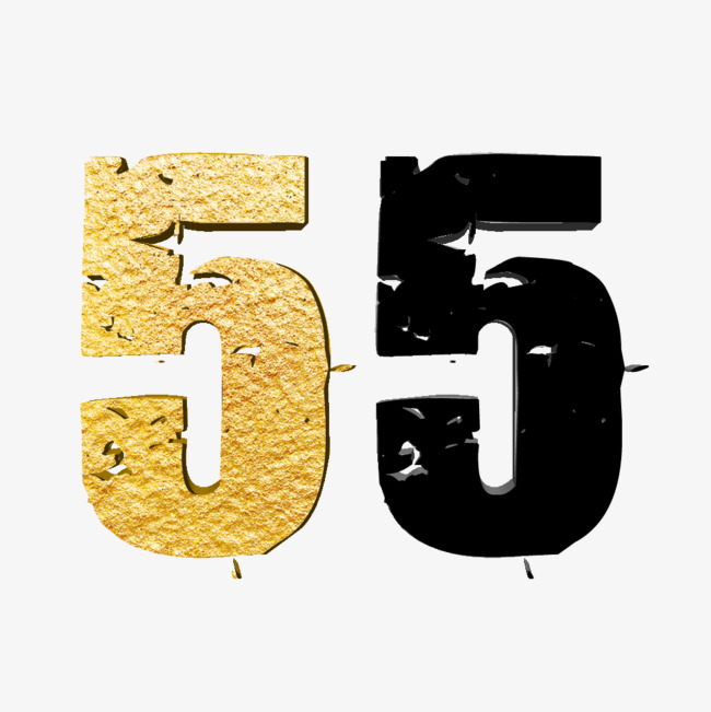 数字5金色黑色岩石立体字psd