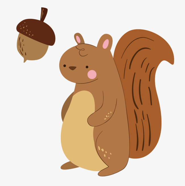 秋天写实风可爱小松鼠免扣矢量素材