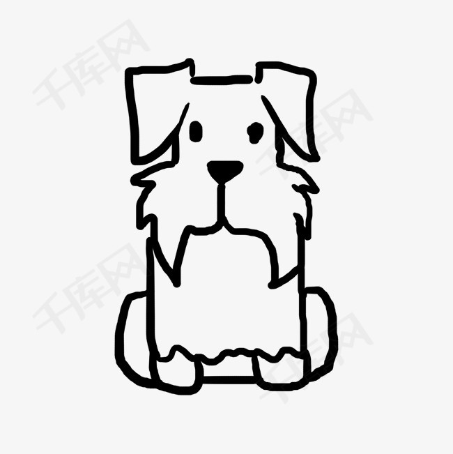 卡通狗狗儿童涂鸦线条简笔画